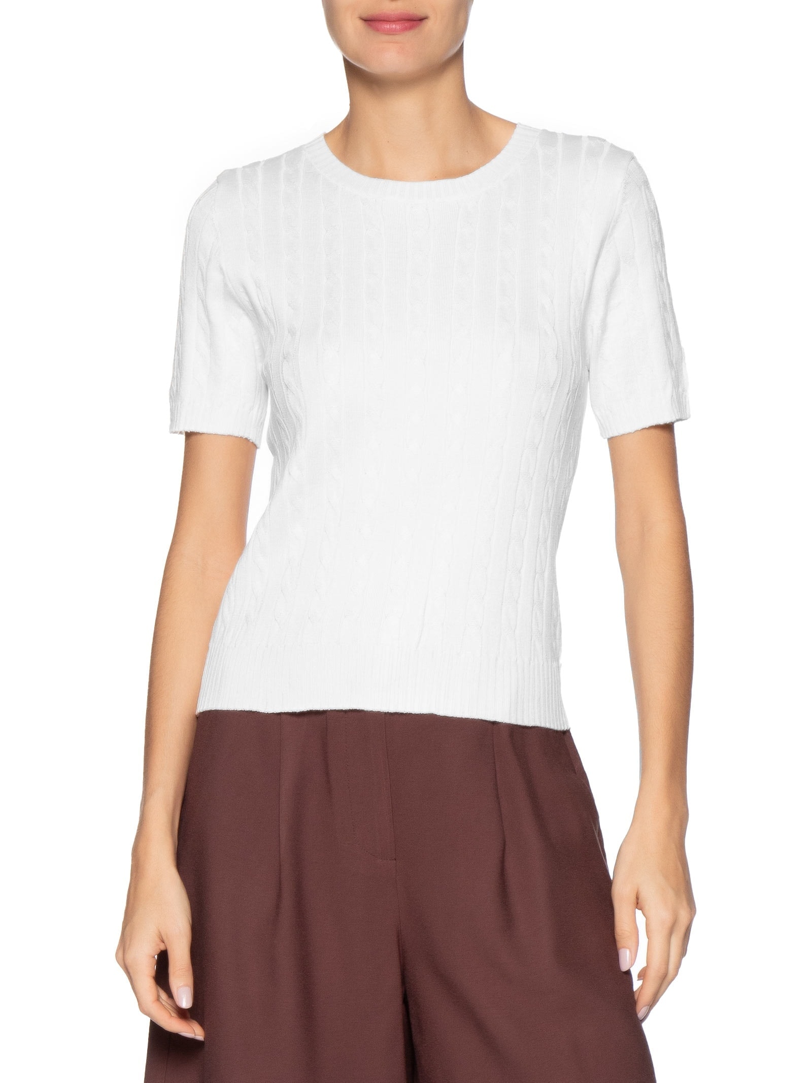 Blusa Feminina Manga Curta Texturizada Branco Basiq