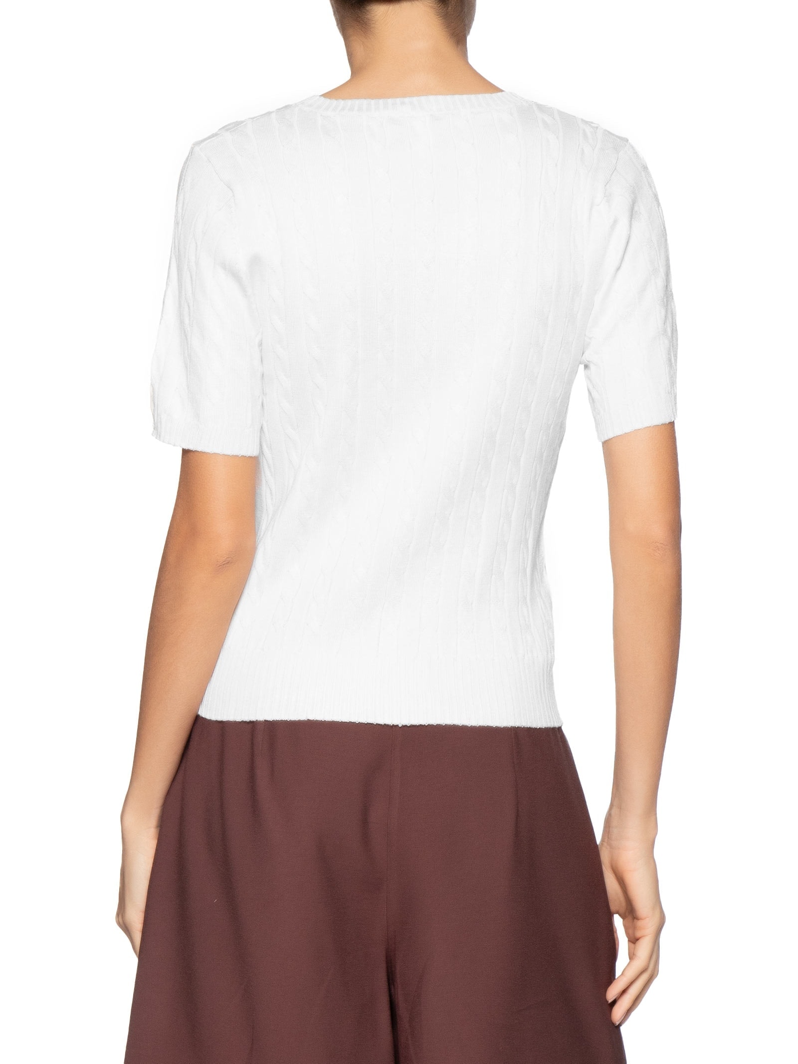 Blusa Feminina Manga Curta Texturizada Branco Basiq