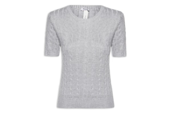 Blusa Feminina Manga Curta Texturizada - Cinza