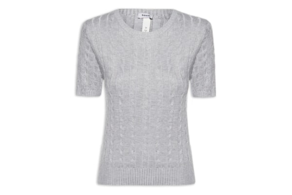 Blusa Feminina Manga Curta Texturizada - Cinza