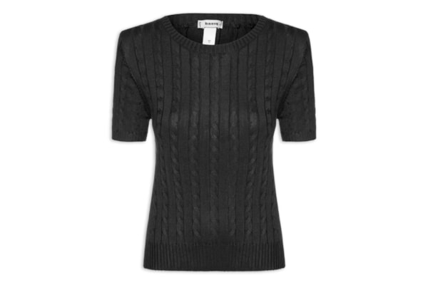 Blusa Feminina Manga Curta Texturizada - Preto