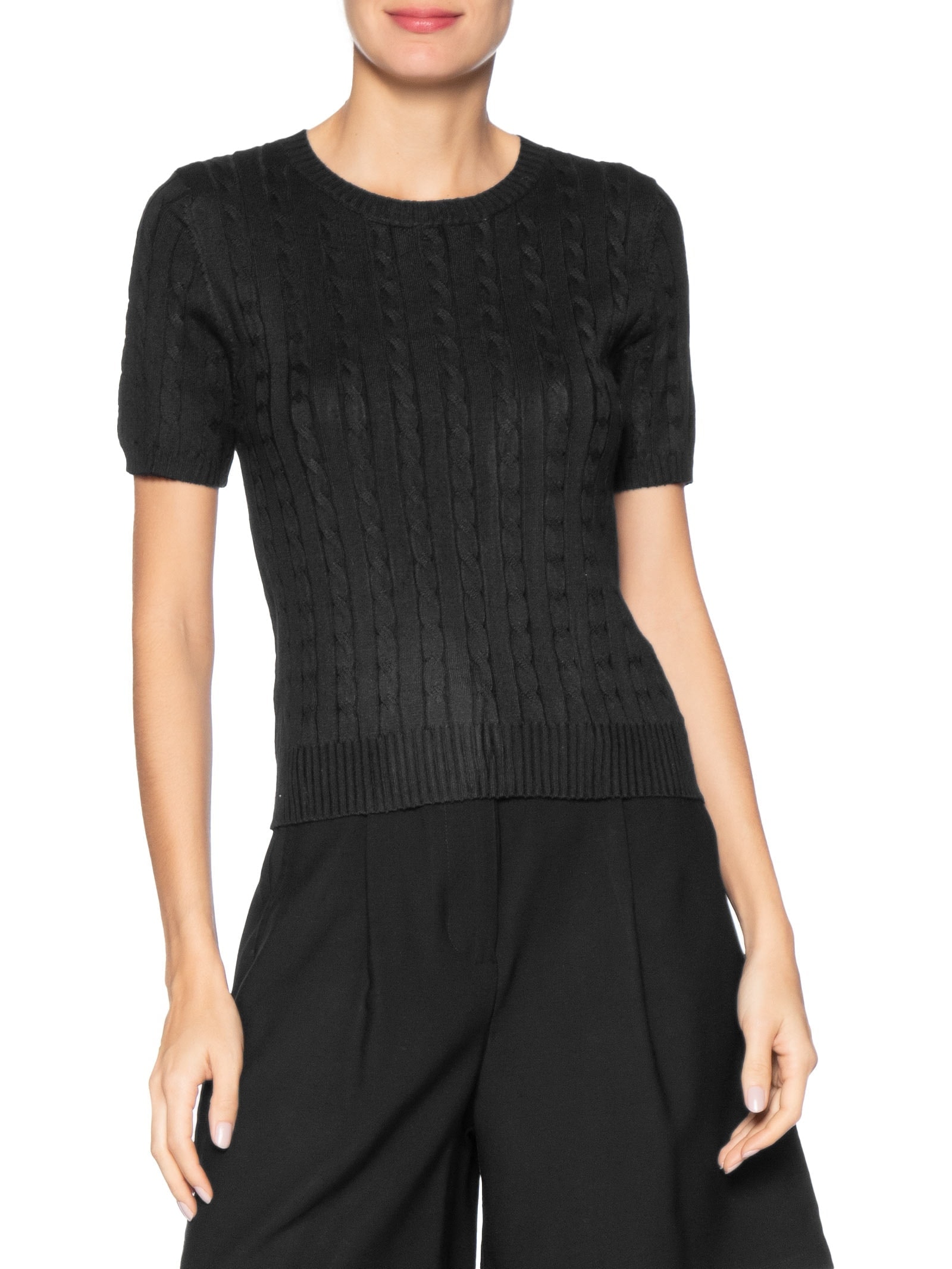Blusa Feminina Manga Curta Texturizada Preto Basiq