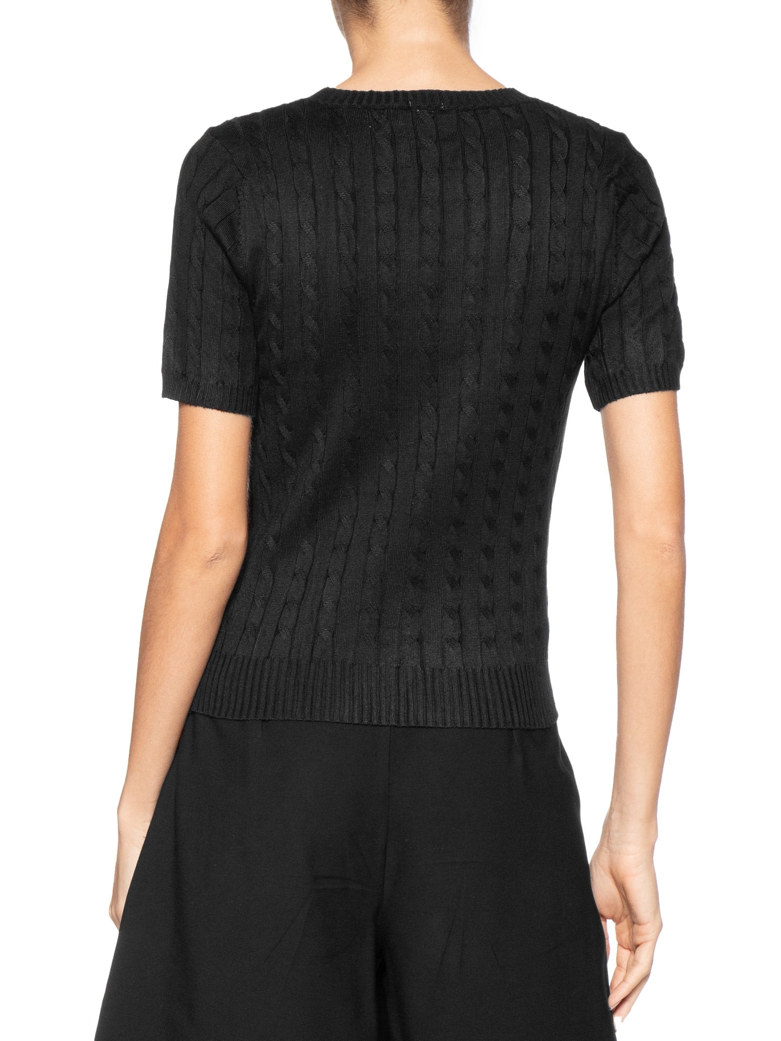 Blusa Feminina Manga Curta Texturizada Preto Basiq