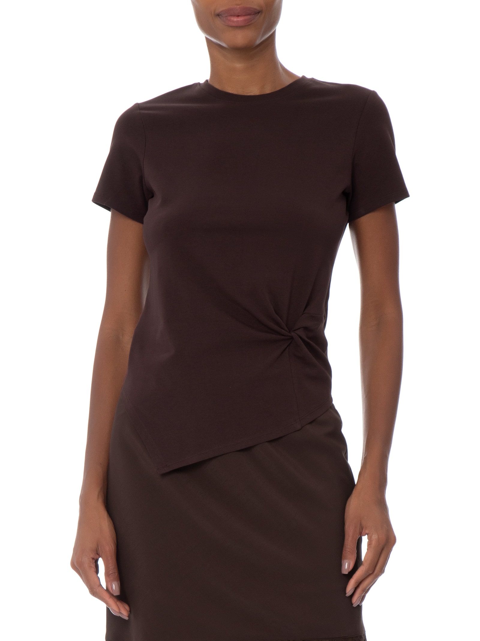 Blusa Feminina Manga Curta Twist Short SL Marrom Cotton On