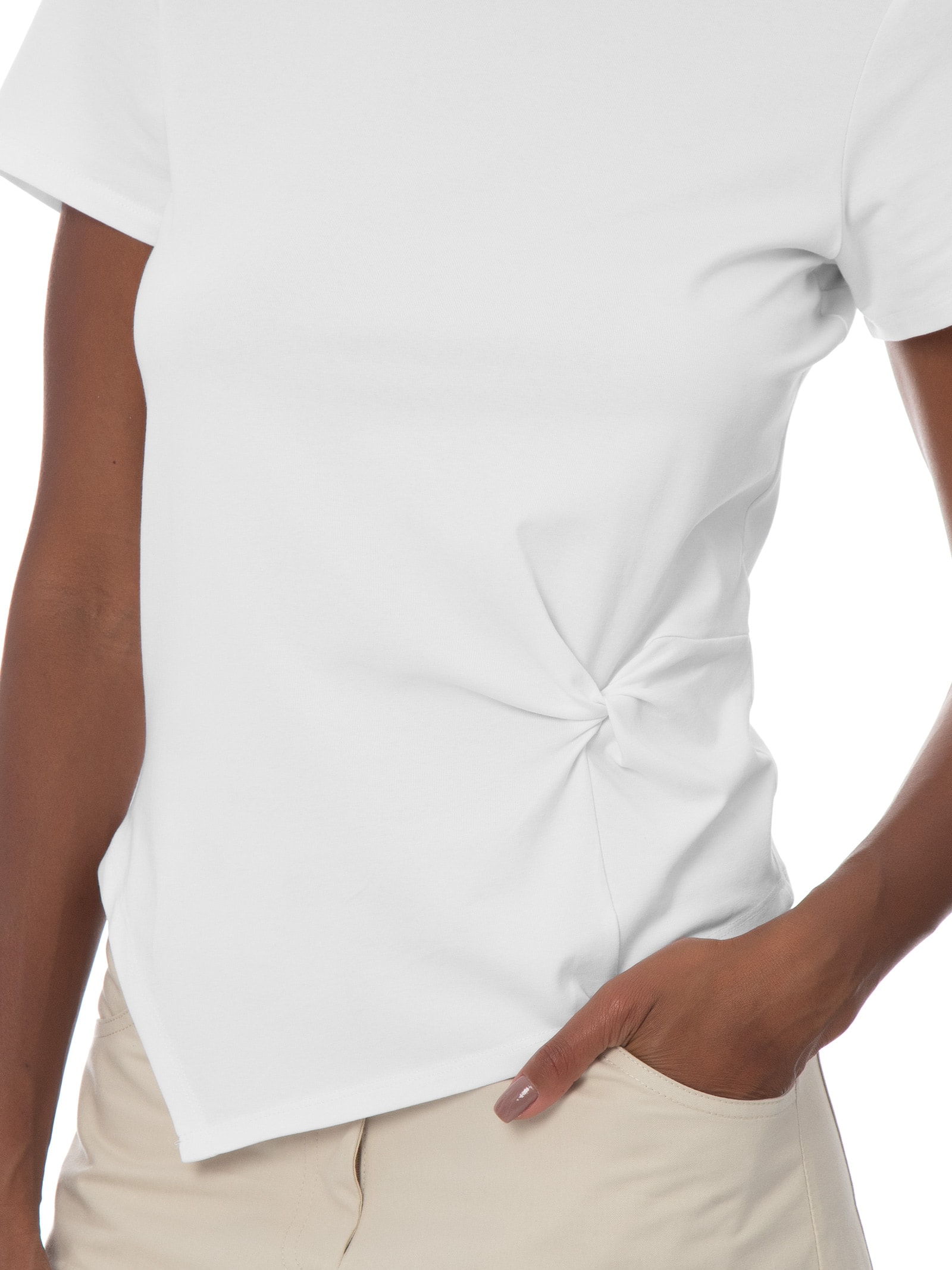 Blusa Feminina Manga Curta Twist Short SL – Branco Cotton On