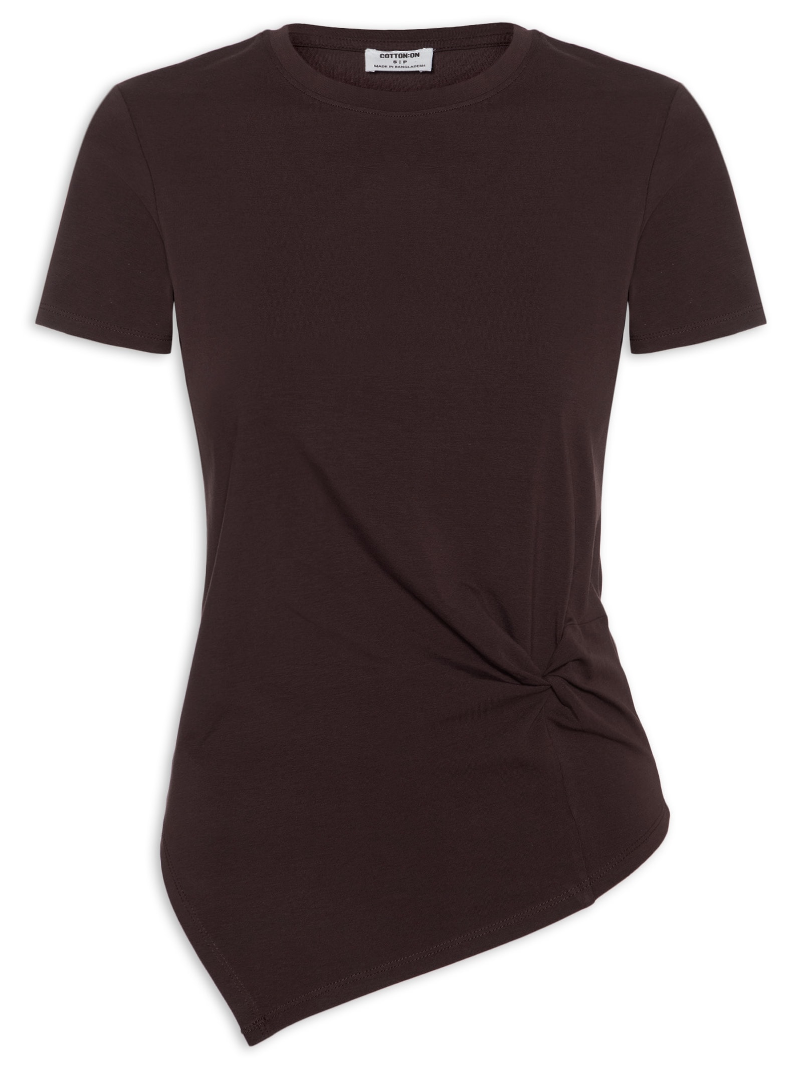 Blusa Feminina Manga Curta Twist Short SL – Marrom Cotton On