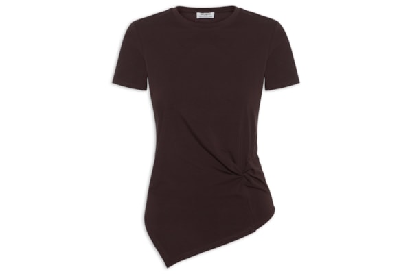 Blusa Feminina Manga Curta Twist Short SL – Marrom