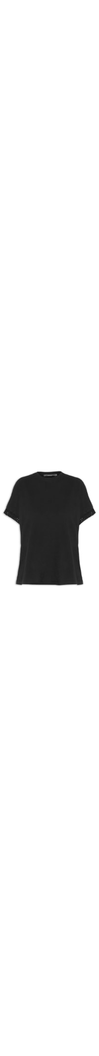 Blusa Feminina Manga Detalhe Tricot - Preto
