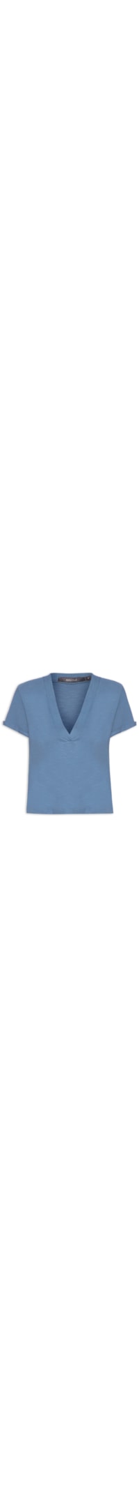 Blusa Feminina Manga Dobrada Fenda - Azul