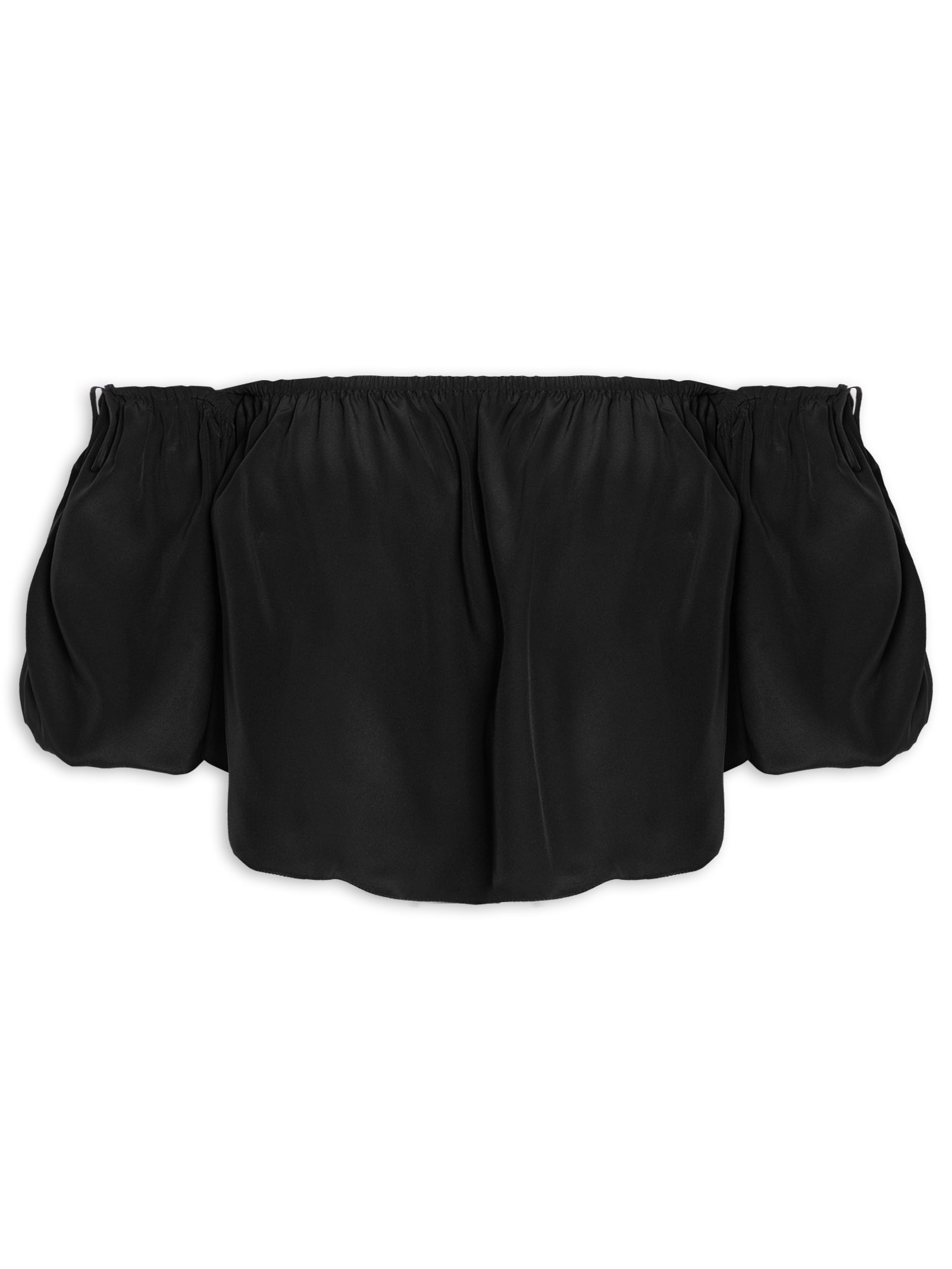Blusa Feminina Manga Fofa Em Seda Pura Preto '2Essential
