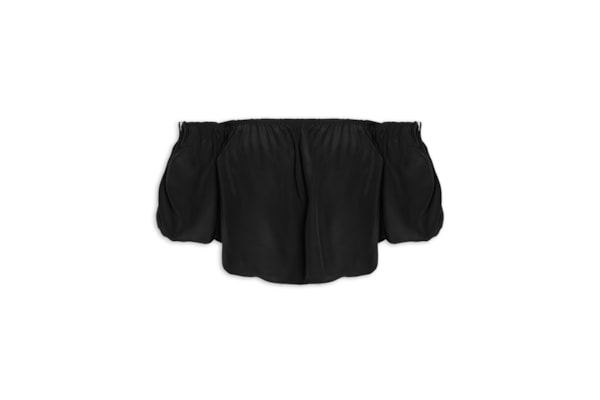 Blusa Feminina Manga Fofa Em Seda Pura - Preto