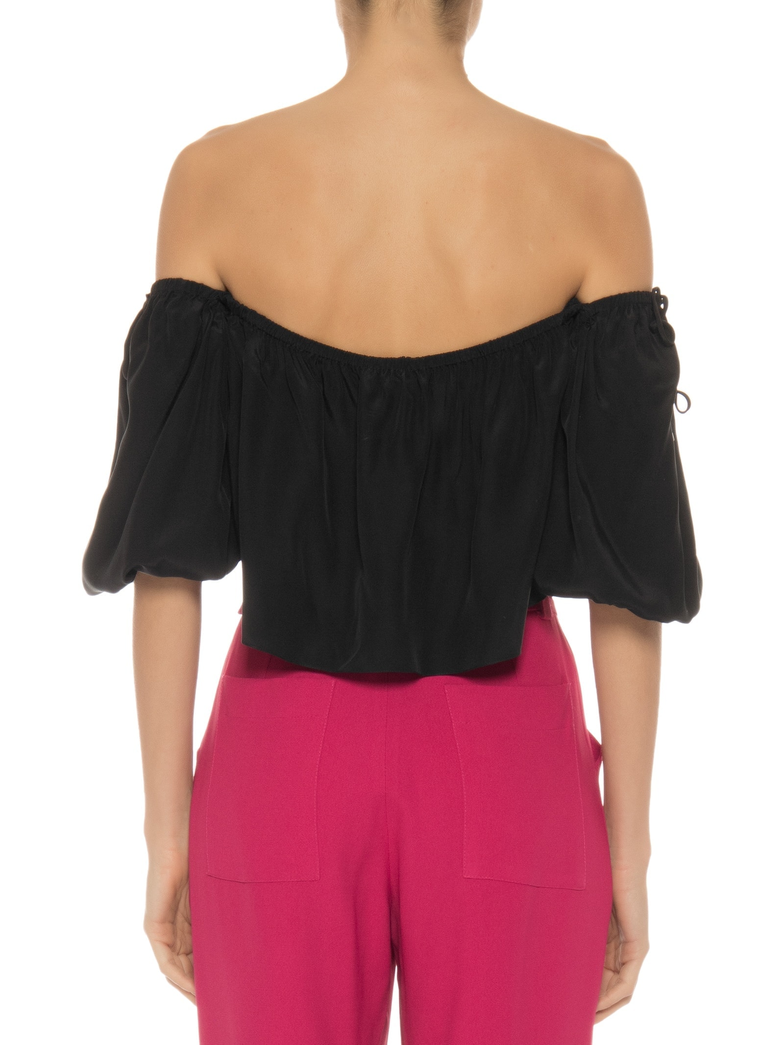 Blusa Feminina Manga Fofa Em Seda Pura Preto '2Essential