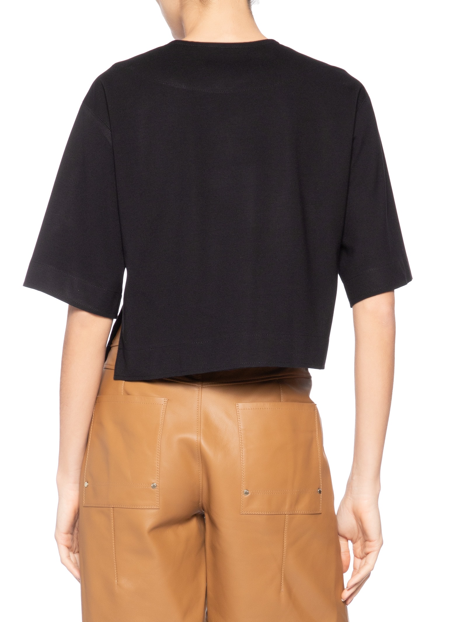 Blusa Feminina Manga Gola V Malha Estruturada Preto Animale
