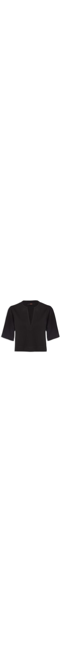 Blusa Feminina Manga Gola V Malha Estruturada – Preto