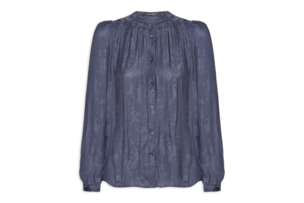 Blusa Feminina Manga Jacquard Cachemiere - Azul
