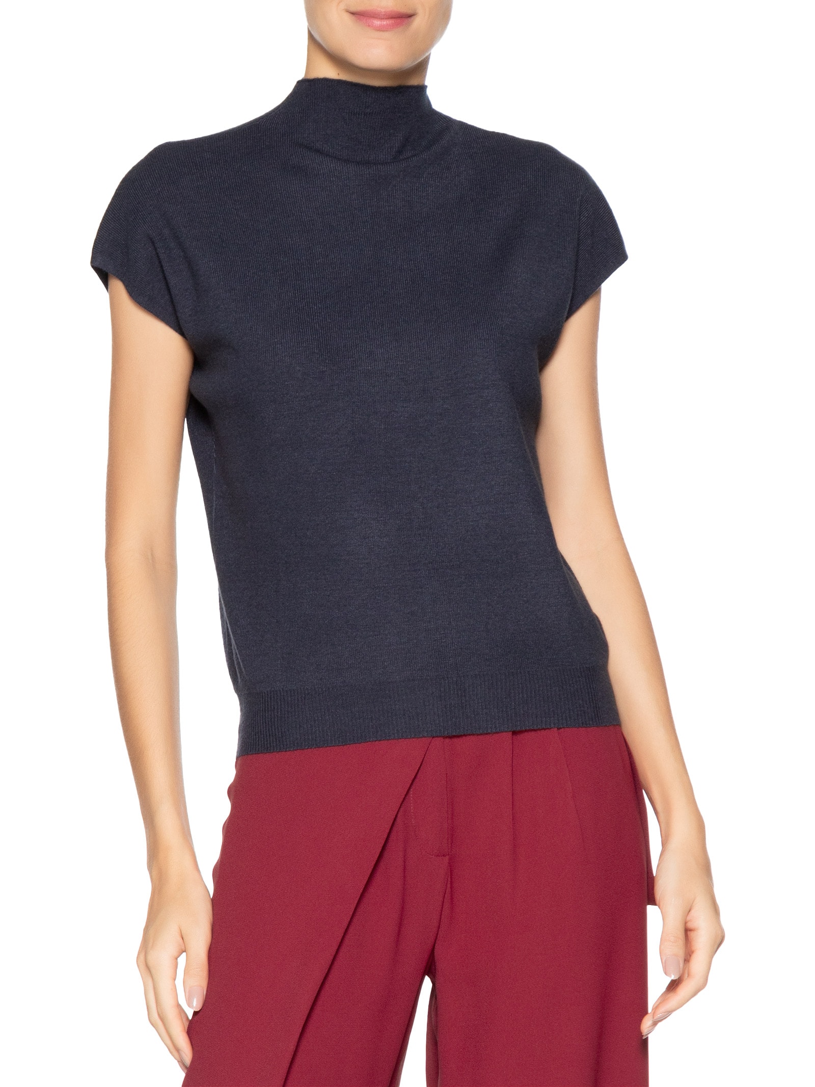 Blusa Feminina Manga Japonesa Em Tricot Azul '2Essential