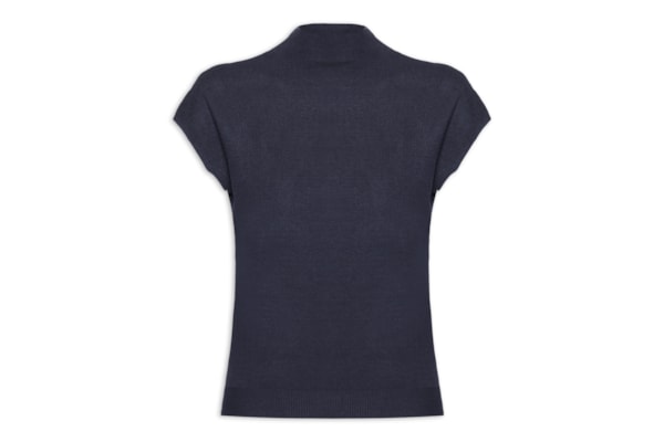 Blusa Feminina Manga Japonesa Em Tricot - Azul