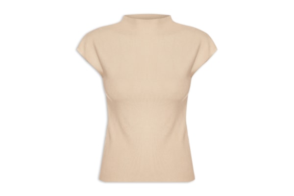 Blusa Feminina Manga Japonesa Em Tricot - Bege