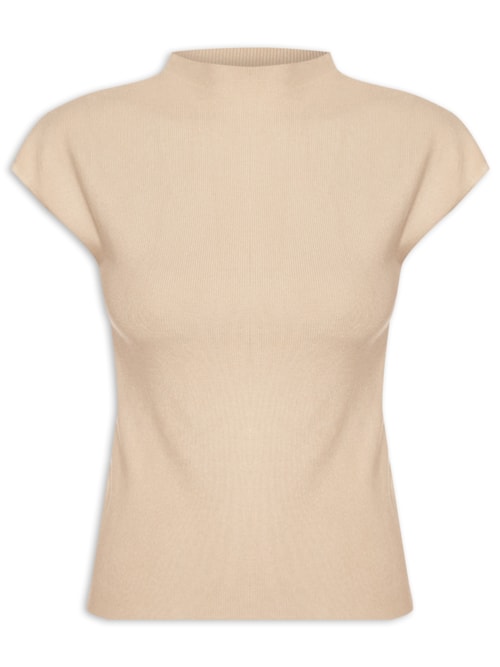 Blusa Feminina Manga Japonesa Em Tricot – Bege