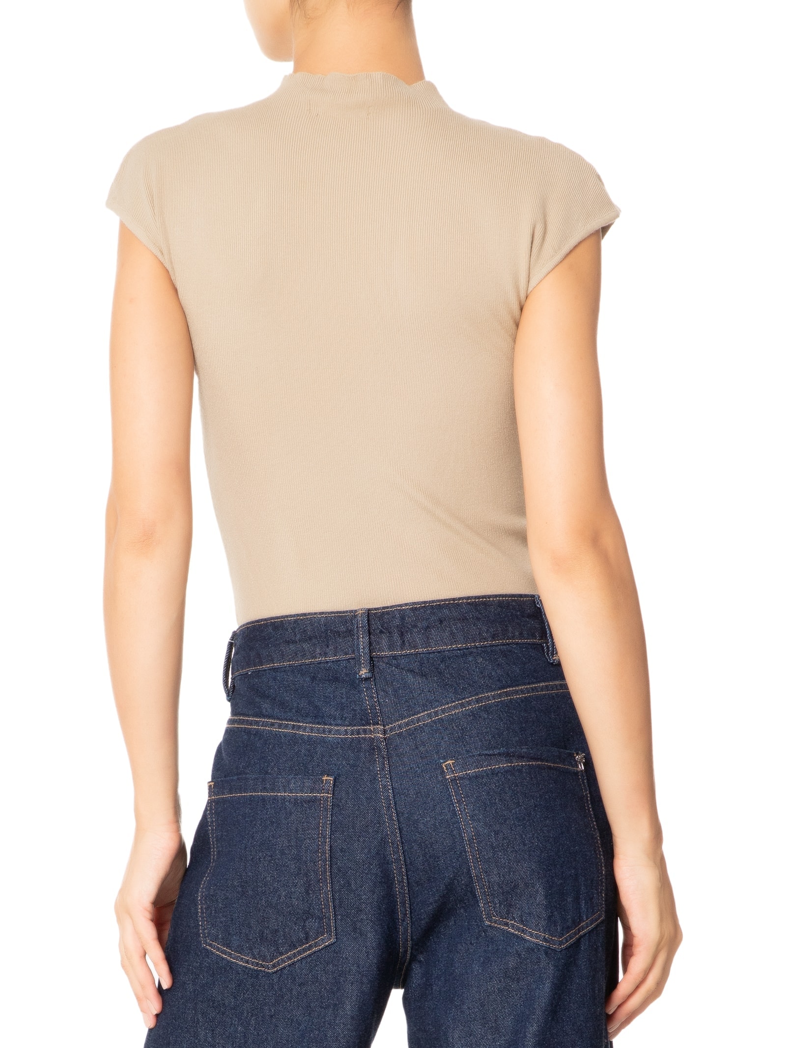 Blusa Feminina Manga Japonesa Em Tricot Bege '2Essential