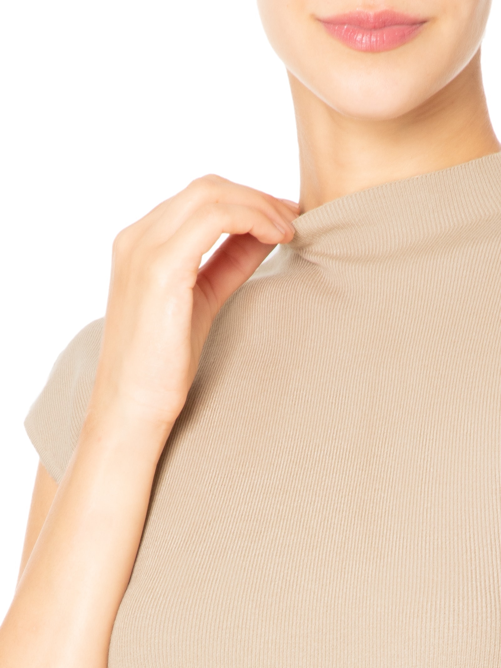 Blusa Feminina Manga Japonesa Em Tricot Bege '2Essential