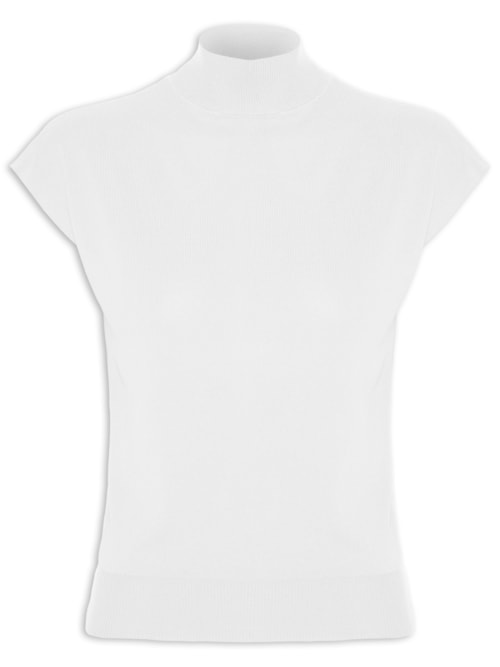 Blusa Feminina Manga Japonesa Em Tricot – Branco