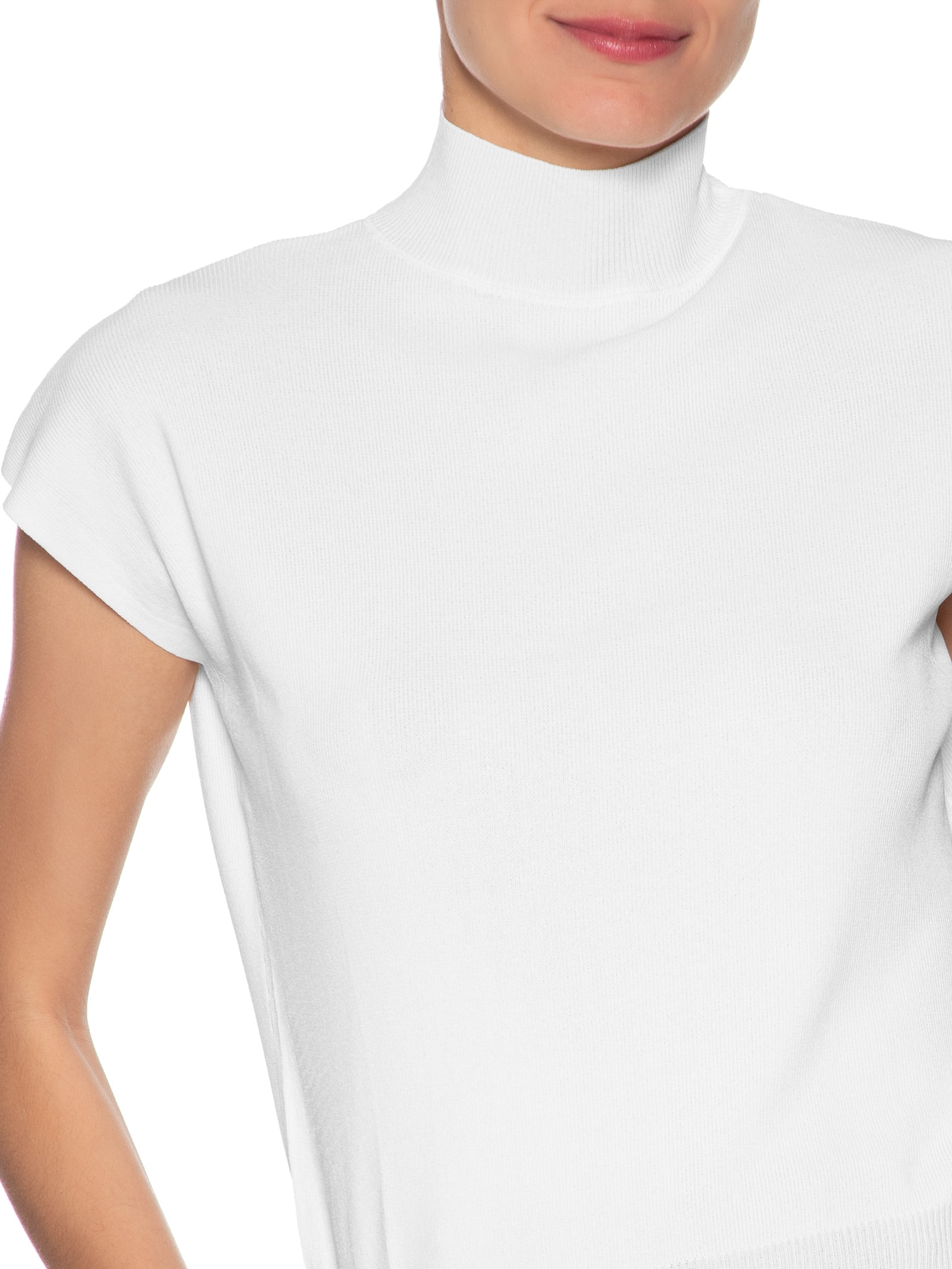 Blusa Feminina Manga Japonesa Em Tricot Branco '2Essential