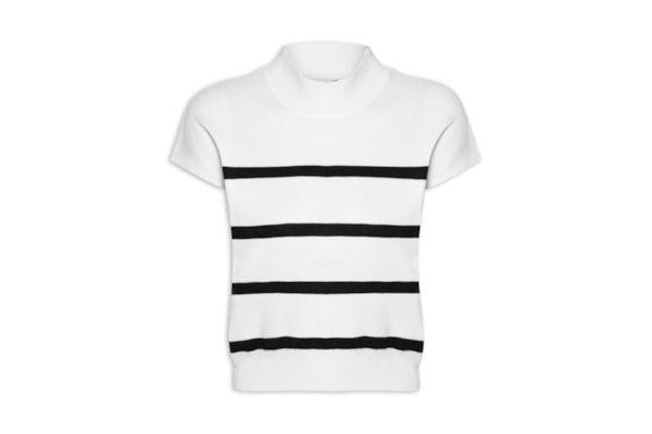 Blusa Feminina Manga Japonesa Em Tricot - Branco