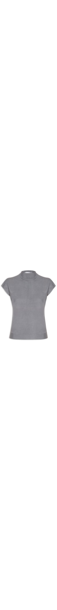 Blusa Feminina Manga Japonesa em Tricot - Cinza