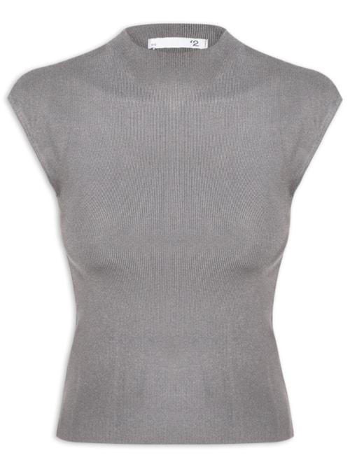 Blusa Feminina Manga Japonesa Em Tricot – Cinza