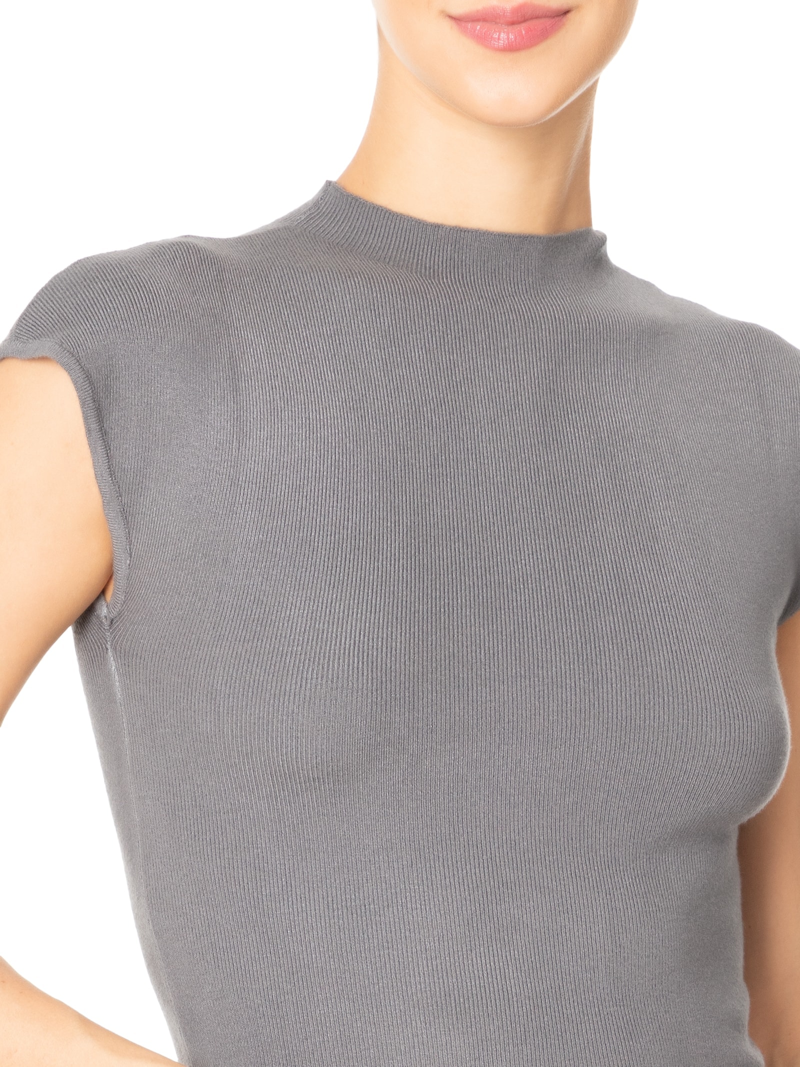 Blusa Feminina Manga Japonesa Em Tricot Cinza '2Essential