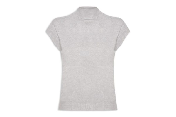 Blusa Feminina Manga Japonesa Em Tricot - Cinza