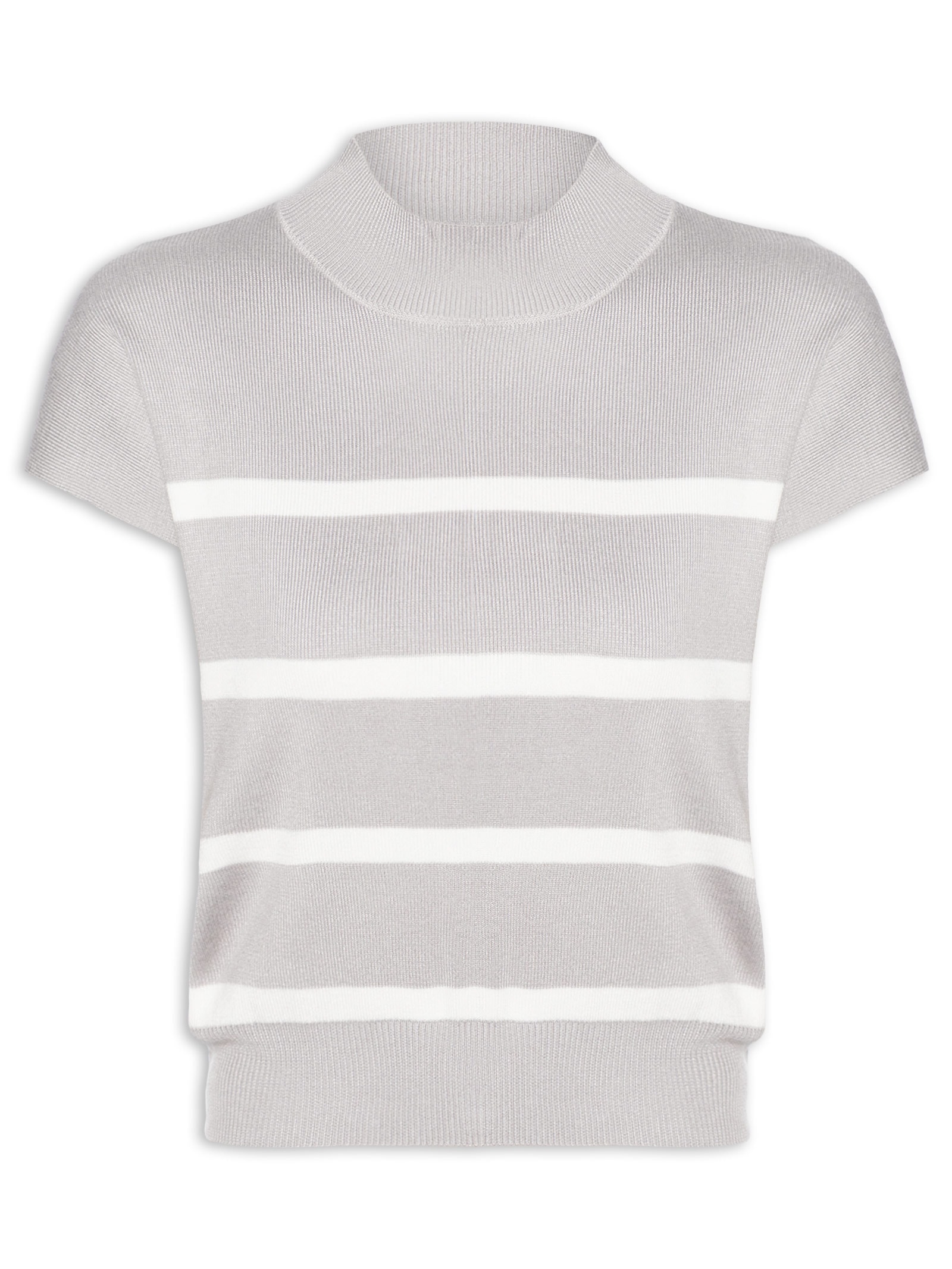 Blusa Feminina Manga Japonesa Em Tricot Cinza '2Essential