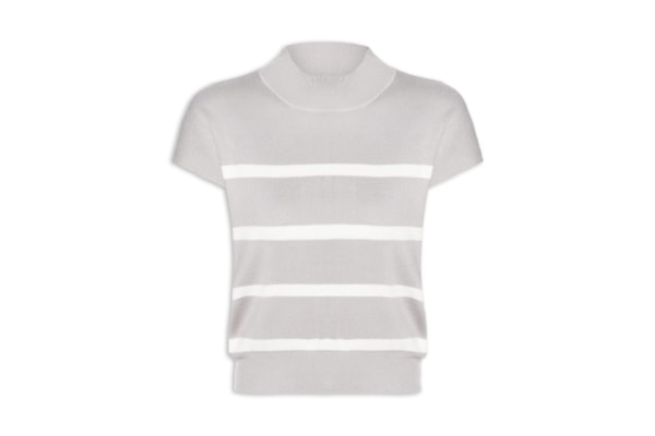 Blusa Feminina Manga Japonesa Em Tricot - Cinza