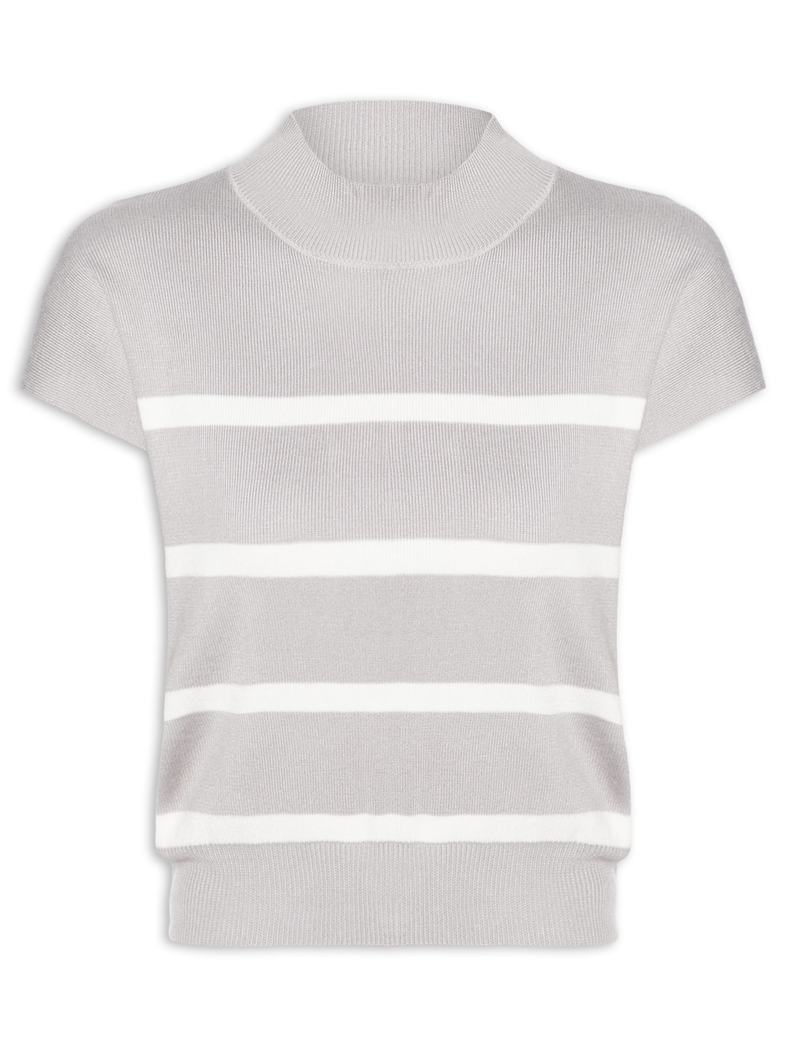Blusa Feminina Manga Japonesa Em Tricot Cinza '2Essential