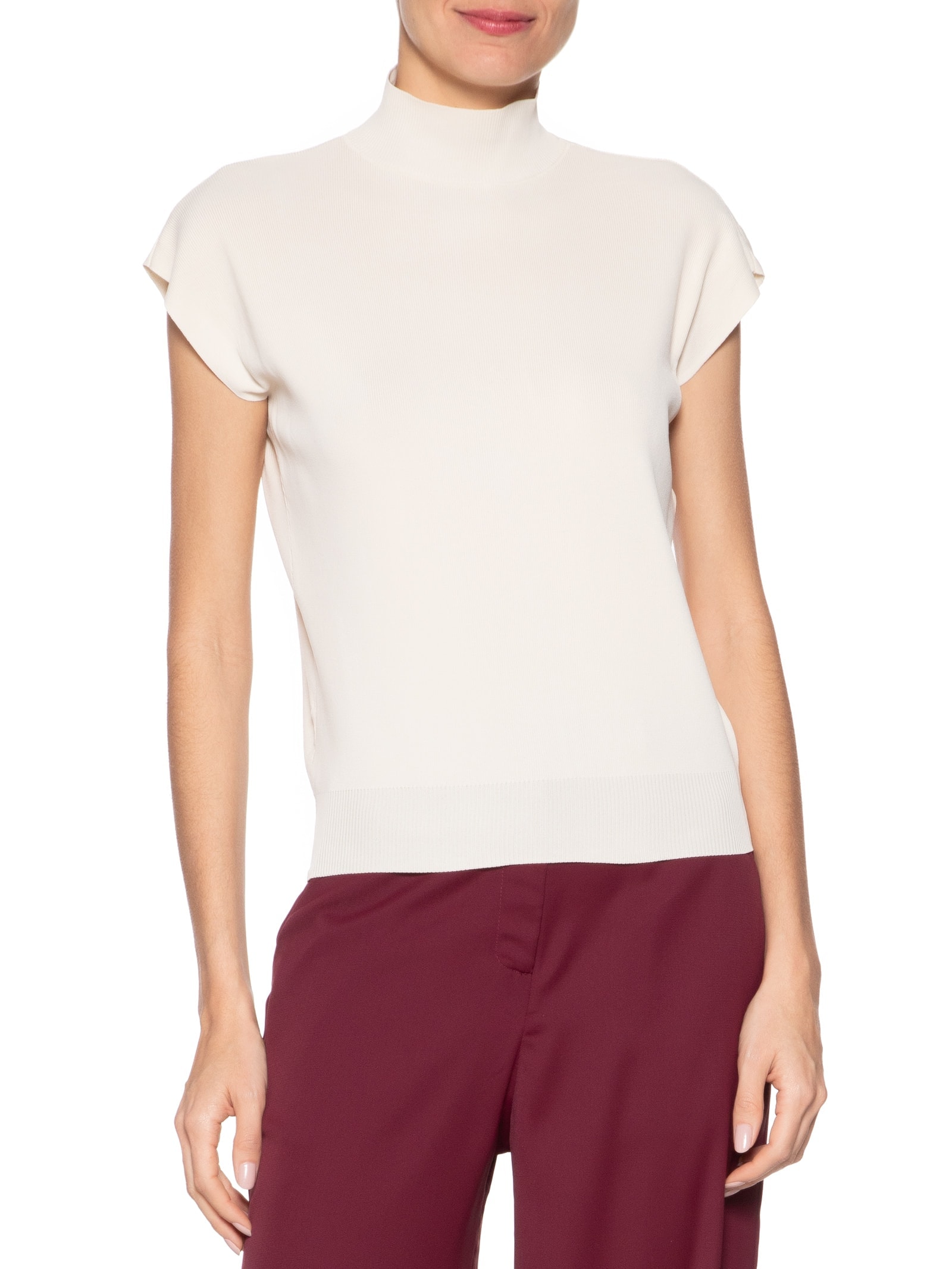 Blusa Feminina Manga Japonesa Em Tricot Off White '2Essential