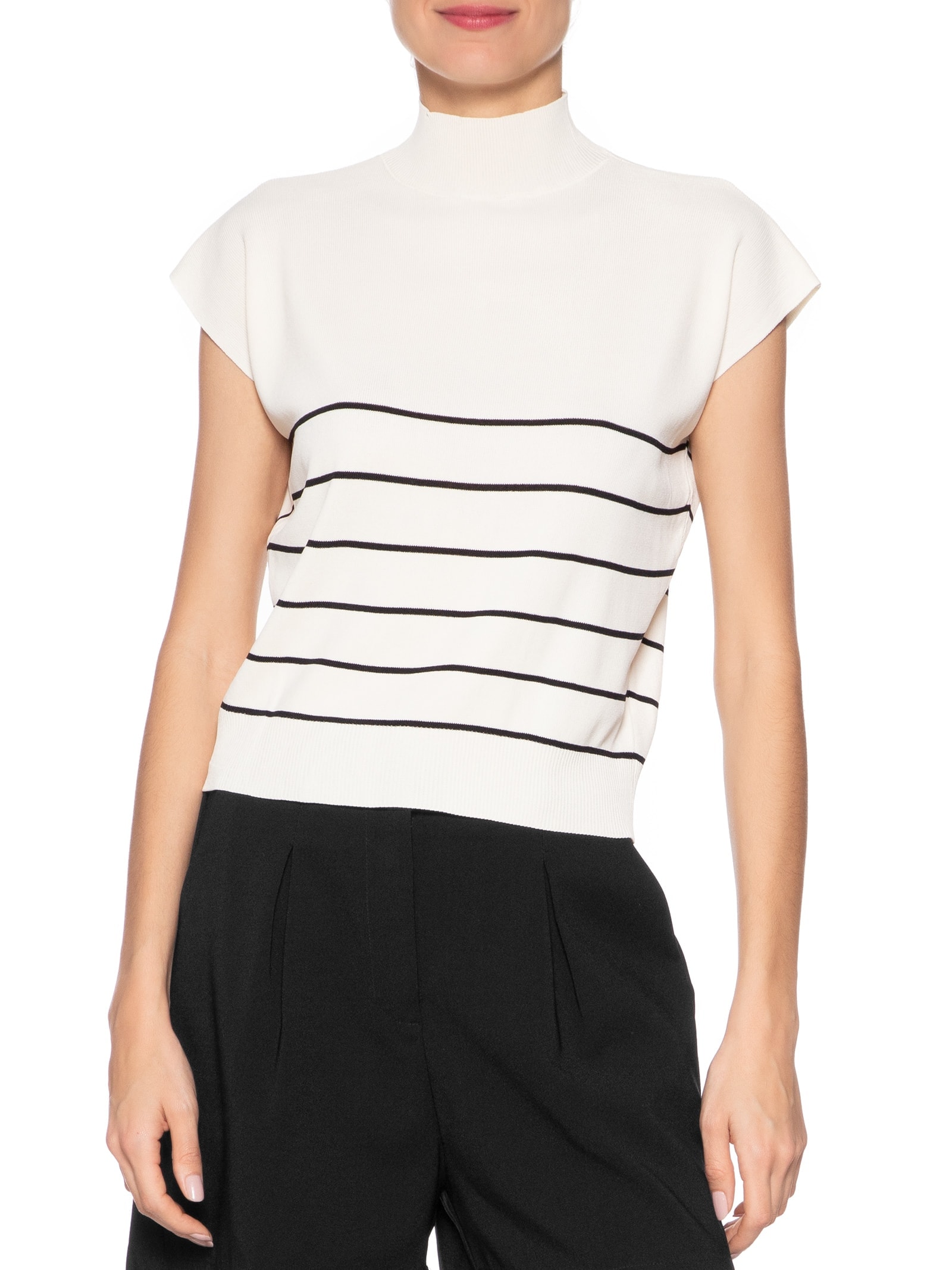 Blusa Feminina Manga Japonesa Em Tricot Off White '2Essential