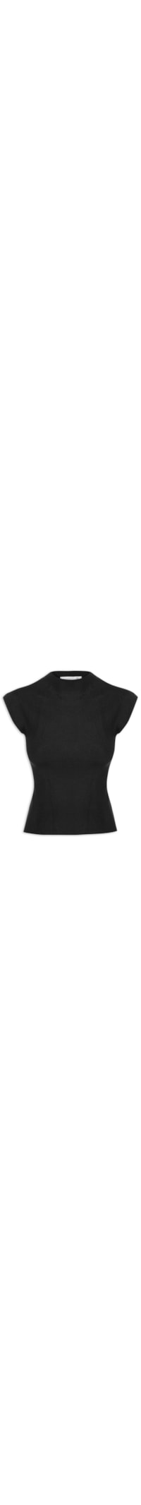 Blusa Feminina Manga Japonesa Em Tricot - Preto
