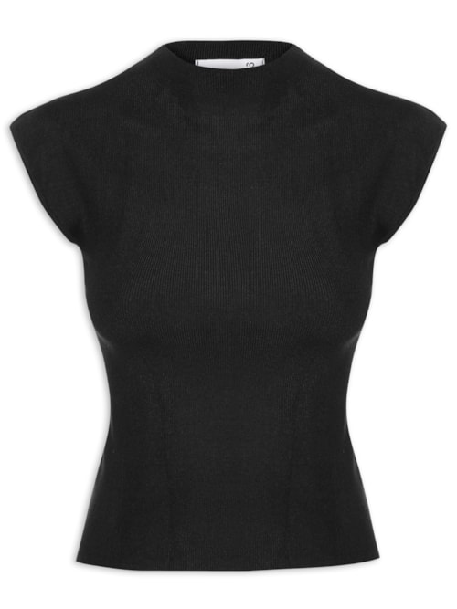 Blusa Feminina Manga Japonesa Em Tricot – Preto