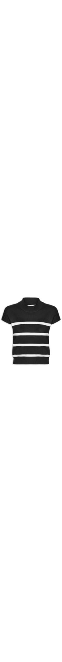 Blusa Feminina Manga Japonesa Em Tricot - Preto