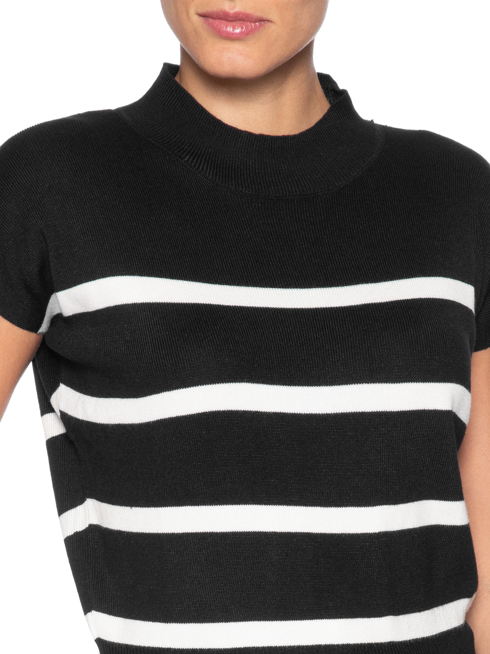 Blusa Feminina Manga Japonesa Em Tricot Preto '2Essential