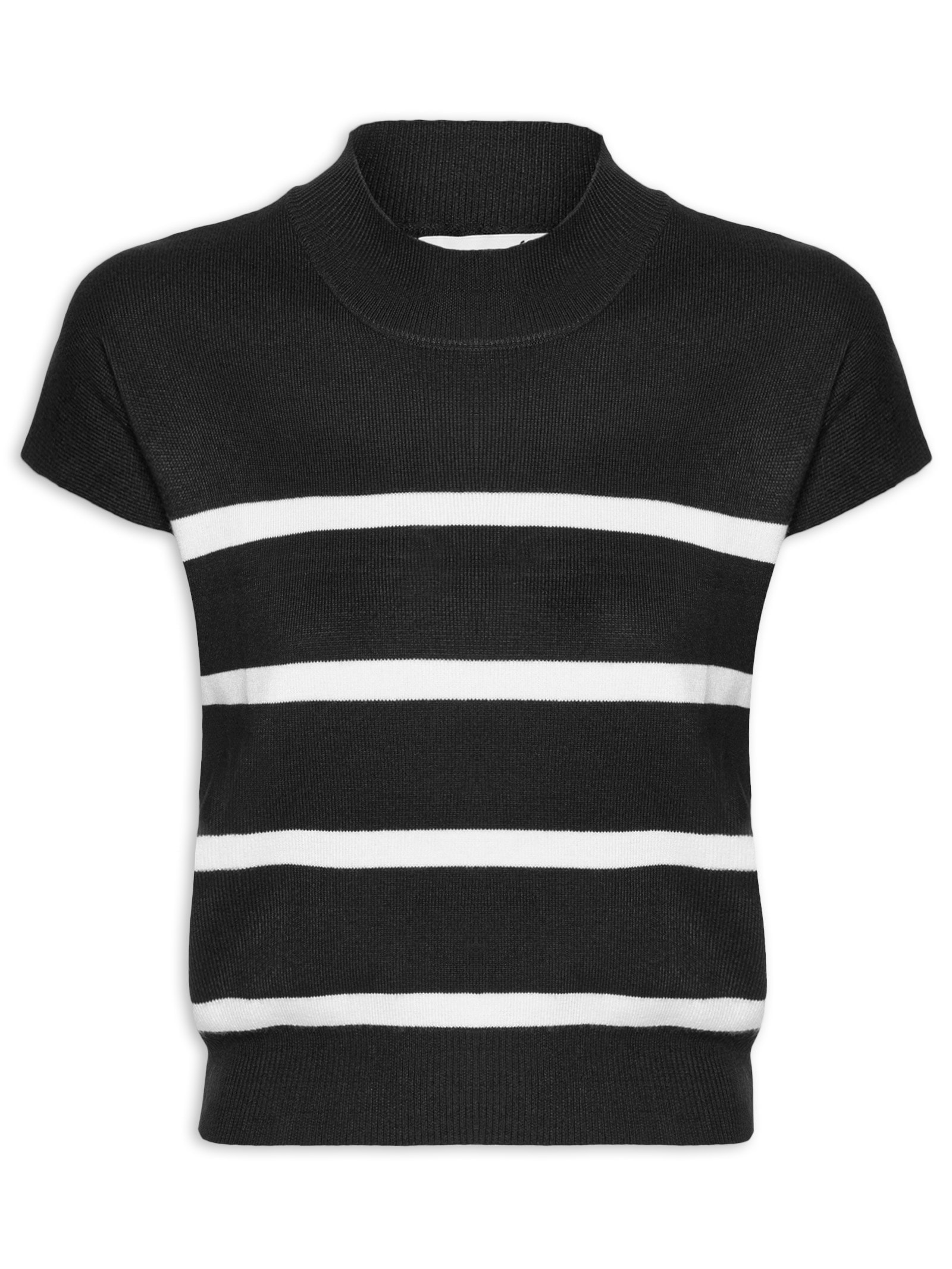Blusa Feminina Manga Japonesa Em Tricot Preto '2Essential
