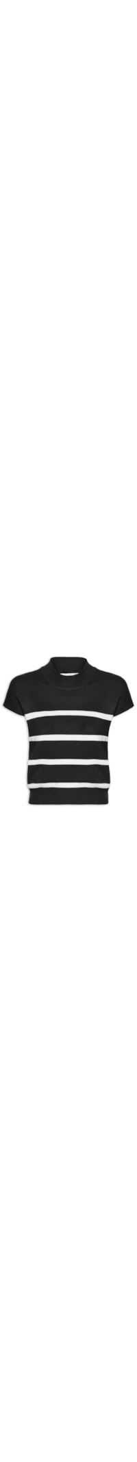 Blusa Feminina Manga Japonesa Em Tricot - Preto