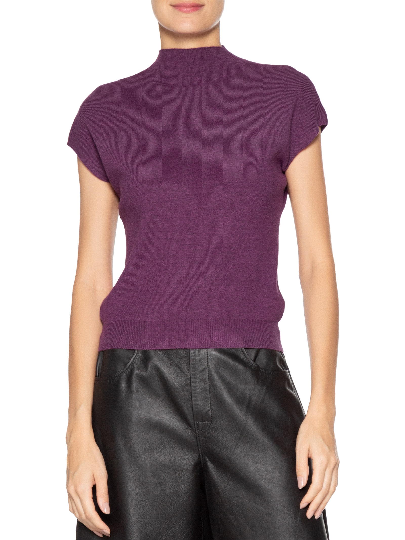 Blusa Feminina Manga Japonesa Em Tricot Roxo '2Essential