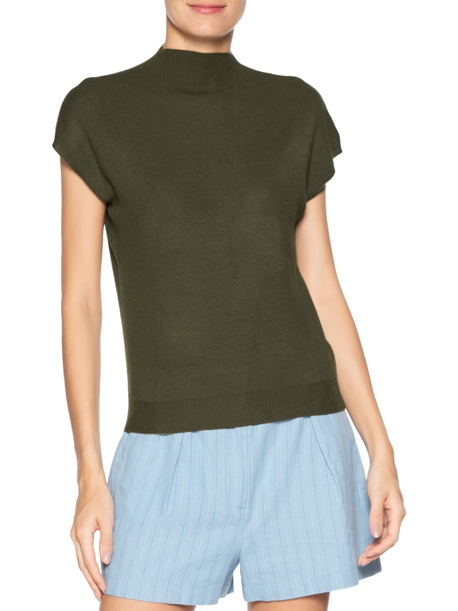 Blusa Feminina Manga Japonesa Em Tricot Verde '2Essential