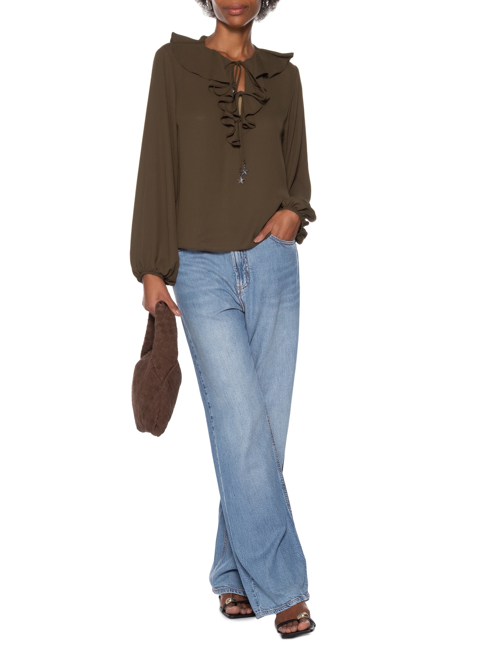 Blusa Feminina Manga Longa Ampla Marrom My Favorite