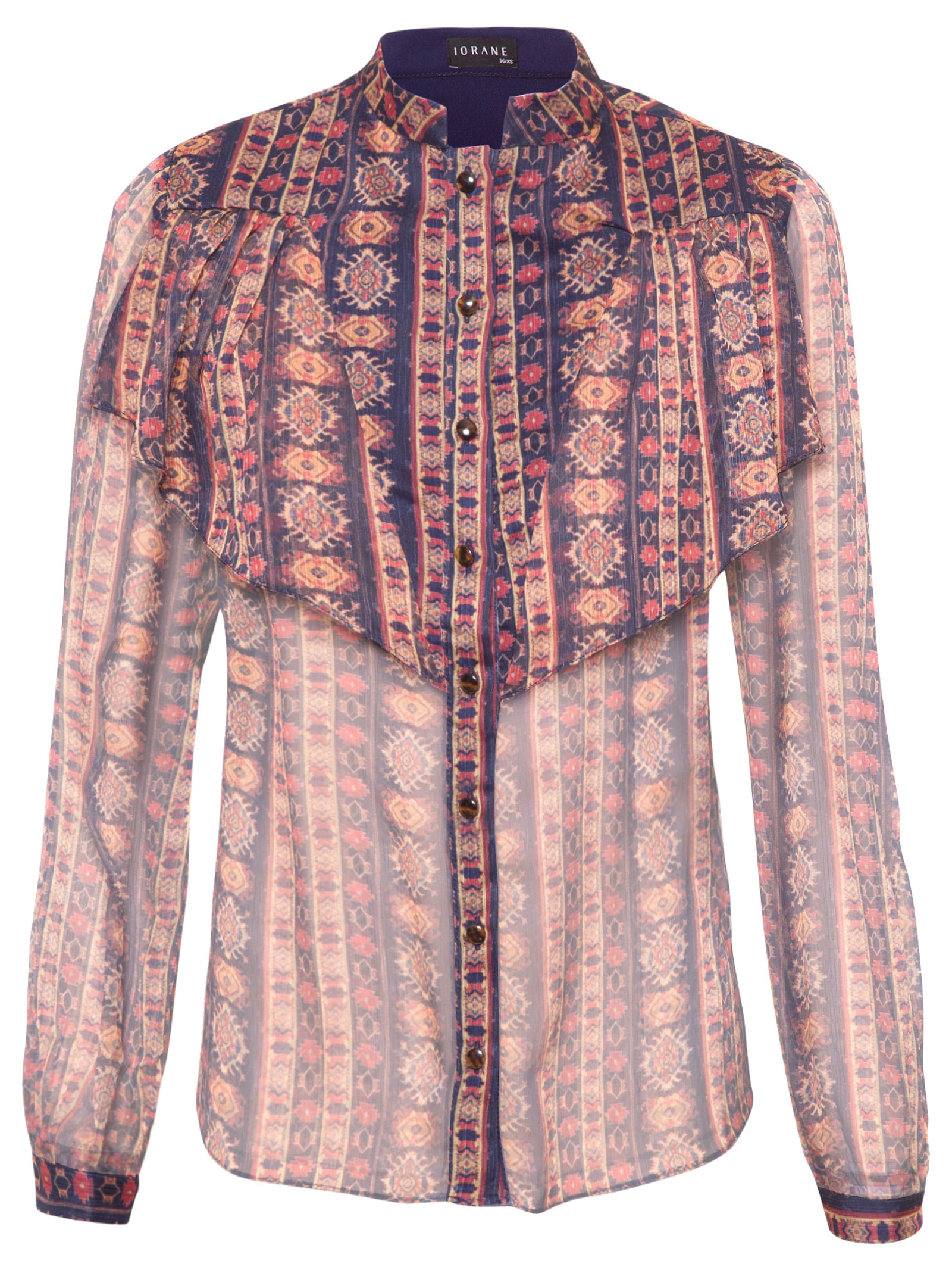 Blusa Feminina Manga Longa Babados Marrom Iorane