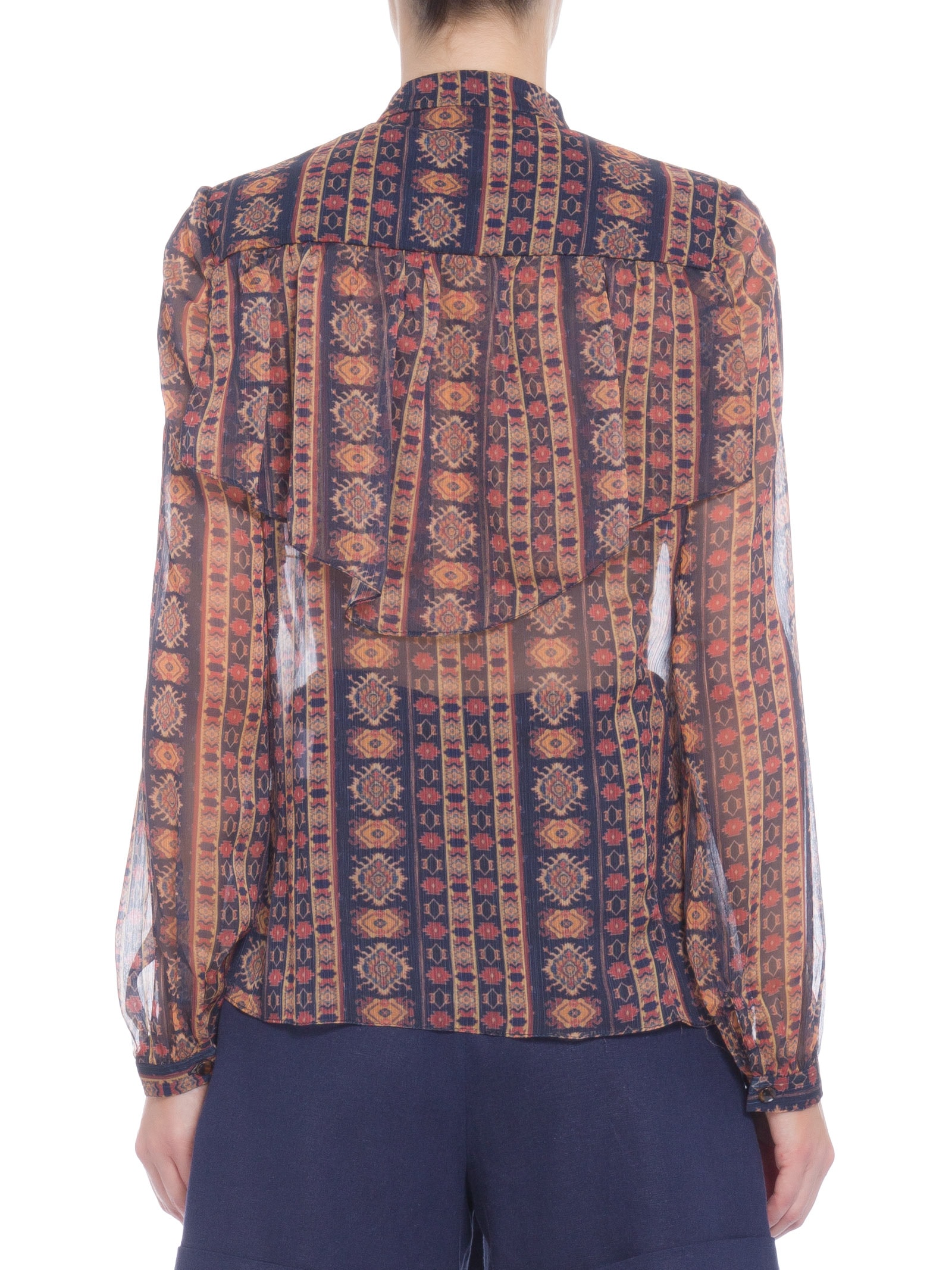 Blusa Feminina Manga Longa Babados Marrom Iorane