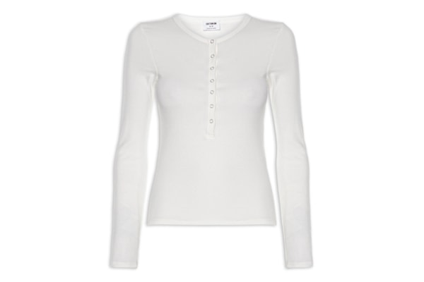 Blusa Feminina Manga Longa Blake Henley Long Sleeve - Branco