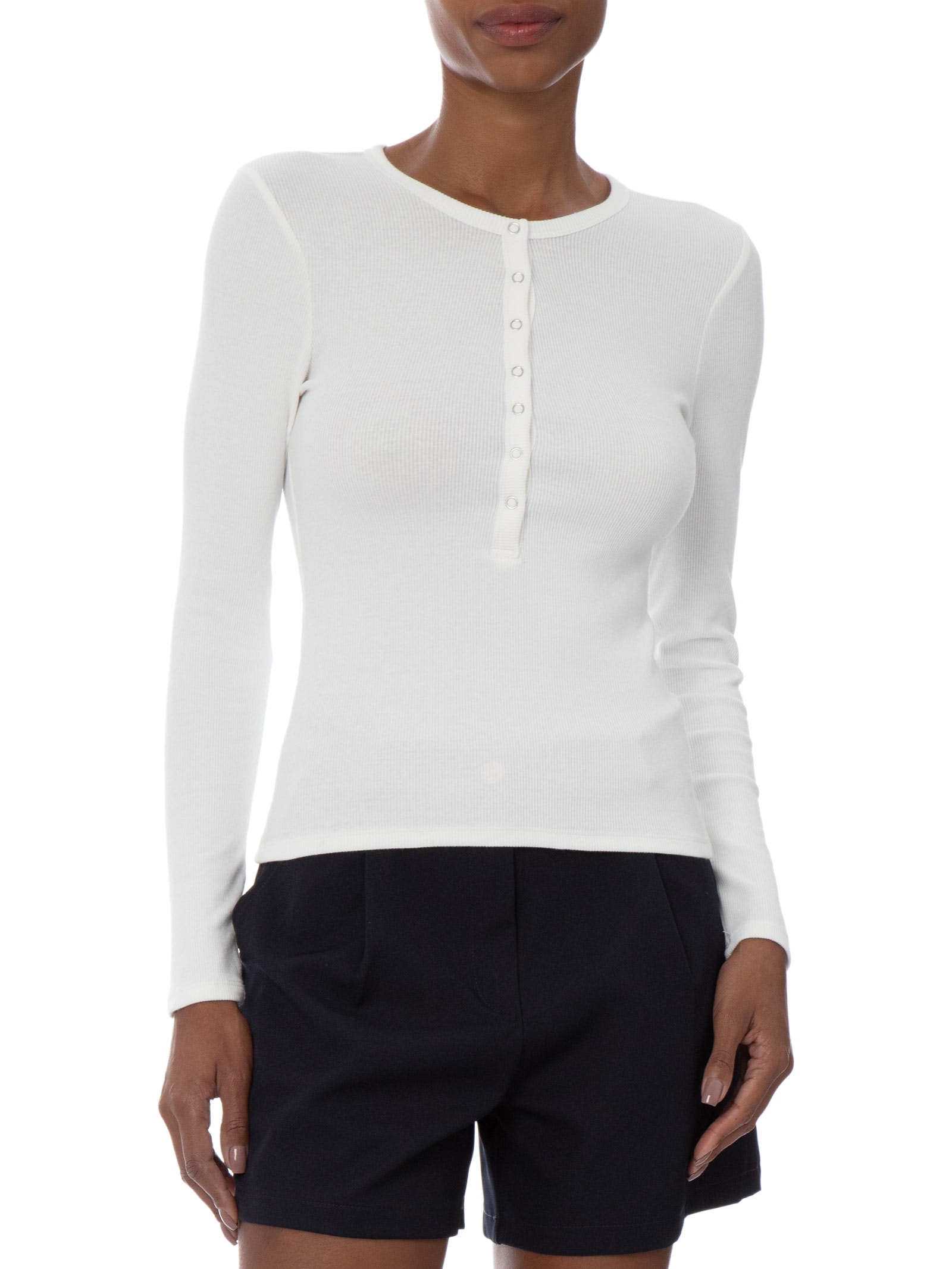 Blusa Feminina Manga Longa Blake Henley Long Sleeve Branco Cotton On